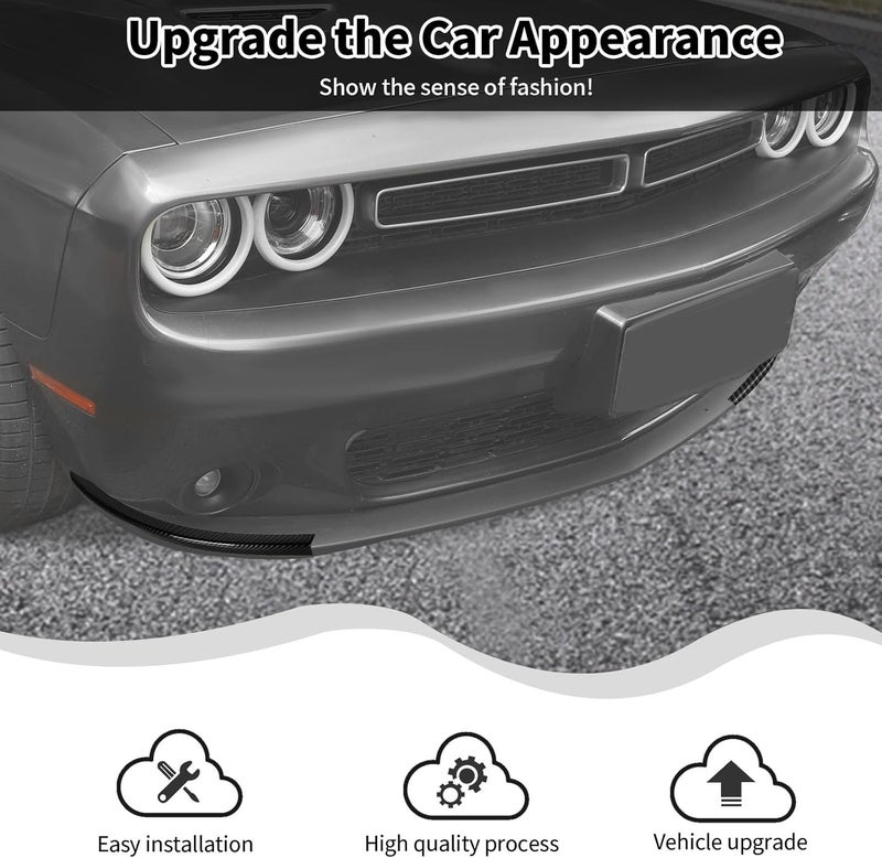 HTHE Carbon Fibre Front Shovels Cover Front Deflector Spoiler Bumper Lip Body Shovels Bumper Compatible with 2015+ Dodge Challenger SXT Exterior Accessories - Image 2